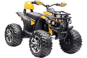 HOMCOM Elektro Quad für Kinder, 12V 10Ah Kinder Quad mit Vorwärts-, Rückwärtsfunktion, 2 Motor, USB-Anschluss, MP3-Musikplayer, Kinderfahrzeug mit Scheinwerfer 3-8 km/h, für 3-5 Jahre, Gelb