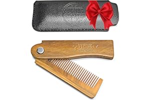 ‎VIKING REVOLUTION Viking Revolution - Bartkamm - Faltbarer Bartkamm Männer für Herren mit Etui - Sandelholz & Natürlicher Butterfly Kamm mit Geschenkbox - Herren Geschenke - Weihnachtsgeschenke für männer