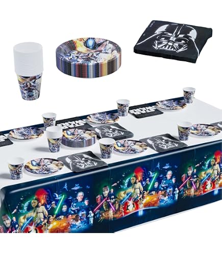 Kit Décoration Anniversaire Star Wars 65 Pièces - Pour 10 Personnes - Vaisselle Et Ballons
