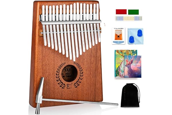 Everjoys Kalimba Piano à pouces 17 touches, Marimbas à doigts portables avec sac de transport, livre de chansons rapide à apprendre, marteau d'accordage, kit tout-en-un