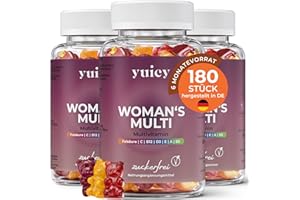 ‎YUICY YUICY Nahrungsergänzungsmittel für Frauen – Multivitamin Komplex – Extrem Leckere Multivitamin Gummies – Vegane Frauen Vitamine – Zuckerfreie Multi Vitamine – Woman's Multi 180 Stück