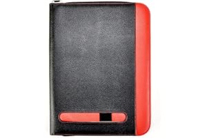 ARPAN Cartella portadocumenti in finta pelle, formato A4, con cerniera, colore: nero