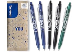 ‎PILOT PILOT FriXion Clicker 0.7 – 5 Stück – Farben 2x Blau/Schwarz, 1x Grün – Radierbarer, nachfüllbarer Gel-Tintenroller mit Druckmechanik und thermosensitiver Tinte, mittlere Spitze