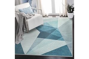 ASIinnsy Tappeto Salotto Moderno Geometrico Astratto Tappeto Soggiorno Pelo Corto Blu Morbido Antiscivolo Tappeti Salotto Grandi Camera da Letto Grigio Home Decor (120 x 160 cm, Grigio Blu)