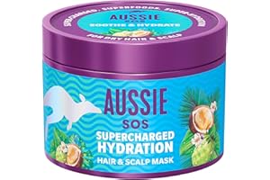 ‎AUSSIE Aussie SOS Supercharged Hydration Haar & Kopfhautmaske 500ml, zur Beruhigung von Trockener Kopfhaut, Feuchtigkeit für Extrem Trockene Haare, 100 Stunden Feuchtigkeit, Vegane Formel