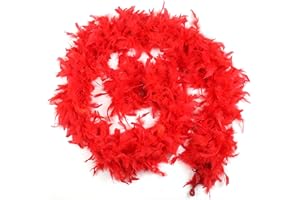 WANRUIDA Chandelle Boa de plumes de dinde rouges de 1,8 m 90 g pour danse, mariage, artisanat, fête, déguisement, décoration d'Halloween
