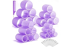 ‎SELIZO Selizo 4 Größe Lockenwickler Groß Locken,48 Stücke Jumbo Groß Kleine Lockenwickler Set Selbsthaftend Hair Rollers 63 mm 44mm 35mm 25mm Haarwickler mit klammern für lange mittlere klein Haare