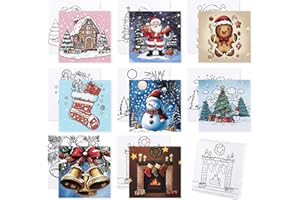 BNG 8 Packs Christmas Pre Drawn Canvas to Paint, Pre Printed Canva for Painting, Pre Stretched Canvas Outline Painting Boards for Beginners, Students, Party Favors, Christmas Decorations(8 * 8in)