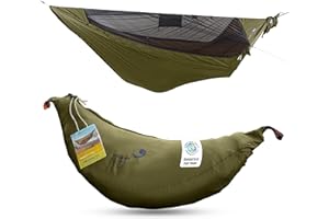 Hamaca de paracaídas Pro – Army Verde | Hamaca exterior con 325 x 170 cm con mosquitera integrada, mosquetones y Ridgeline para un montaje rápido | Original Ticket to the Moon desde 1996