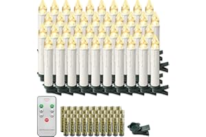 LARS360 40 Stück LED Kerzen Warmweiß Weihnachtskerzen Kabellos mit Fernbedienung und Batterien Christbaumkerzen Flammenlose Lichterkette Kerzen für Weihnachtsbaum, Weihnachtsdeko, Feiertag
