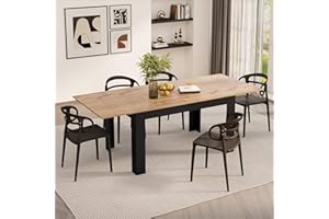 Mobili Fiver, Tavolo allungabile Cucina, Easy, 140(220) x90 cm, Rovere Rustico e Nero Frassino, per 6-8 persone, Tavolo Cucina, Made in Italy