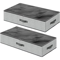 Rangement Sous Lit Transparent - 2 Boîtes Pliantes Anti-poussière 100x50x15 Cm - 2