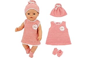 OTMOON Ropa de Muñecas para 36 - 43 CM / 17 in New Born Baby Doll Muñecas, Contiene Ropa, Sombrero y calcetines (sin muñeca)
