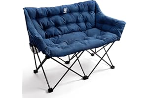 ‎EVER ADVANCED EVER ADVANCED Campingstuhl Klappbar für 2 Personen Faltsofa 320KG Belastbar, Luxus Klappstuhl XXL 2 Sitzer, Campingsofa Dick Gepolstert Hohe Lehne Extra Lang für Outdoor Garten Balkon Indoor
