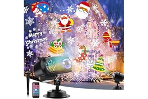 ACELIFE Christmas Projector Outdoor, 2-in-1 Water Wave Halloween Projector Lights, Indoor LED Snowflake Projection Light with Remote, Projection Lamp Garden Party Celebrations,14 Slides 10 Colors