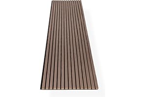 HAGEFOL® Akustikpaneele Holz 240x60 cm, Farbe: Walnuss, Wandpaneele Holz, 3D Lamellenwand aus Holzfurnier auf Akustik Filz, Akustikpaneele 2400x600 mm