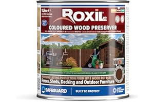 Roxil Lasure Préventive Bois 1L – Chocolat Noir – Intérieur & Extérieur – Protection Contre Pourriture, Champignons, Larves & Termites