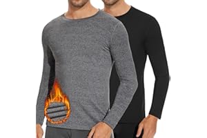 SIMIYA Mens Long Sleeve Thermal Tops Crew Neck Thermal Underwear Winter Warm Base Layer Thermals T-Shirt Vest