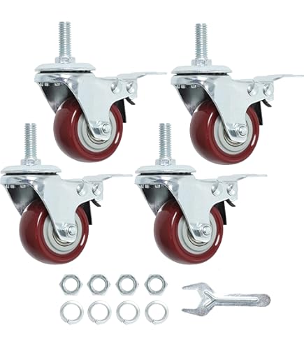 165 Lb Load Capacity Casters PATIKIL 1.5 Inch Stem Casters Wheel With Brake, 4Pcs (2 With Stem Caster Wheels With Brake - View #5