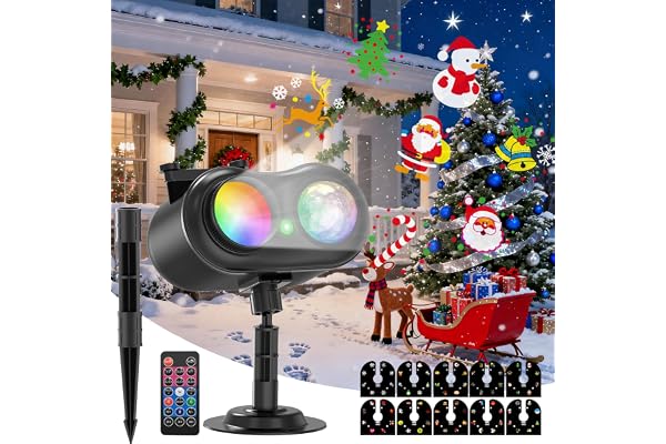 JADIDIS Projecteur Noël Extérieur,3 en 1 Decoration Noel Extérieur dynamique flocon,avec 80 Couleurs Effet de Vague d'eau, télécommande avec minuterie,fenêtre, mur, cour, fête, décoration de Noël
