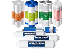 iSpring F28K75 Juego de Suministro de Repuesto 3 Años para Sistemas de Filtración de Agua Ósmosis Inversa de 6 Etapas con Filtro Mineral Alcalino, 28 Piezas, Blanco