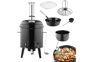 Strattore Gulaschkanone Gulaschkessel 19 Liter Eintopfofen mit Grillfunktion Ofen Grill Kugelgrill - Hähnchenbräter 10L Pfanne Kesselgulasch Topf emailliert mit Deckel für die Outdoor Küche Feldküche