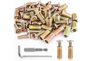 ENUTROF Insert Fileté Bois et Vis M8 x 25 mm 25pcs Écrous à Visser en Acier au Carbone avec Clé six-pans pour Meubles en Bois Quincaillerie d'Ameublement (M8 x 25)
