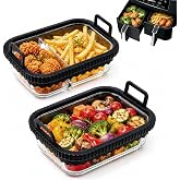 Airfryer Accessories Set &ndash; Glass Mould for Ninja AF400EU/DZ400EU/AF500EU/COSORI, Divided and Undivided, with Detachable Silic