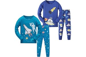 LOLPIP Jungen Pyjama Langarm 4-teilig Kleine Kinder Nachtwäsche Schlafanzug Set 2-14 Jahre