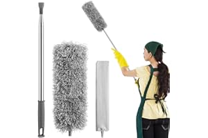 YUKAIWN 3 en 1 Plumeau Poussière Télescopique, Plumeau en Microfibre Très Long Poignée 80-280 cm, Plumeau Toile D'araignée Poussière Lavable pour la Maison et Voiture