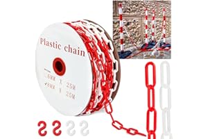 BOUFEIDA Catena di bloccaggio, 25 m, in plastica, da 8 mm, in plastica, con 4 moschettoni, per barriere in vialetti, posti di lavoro e garage