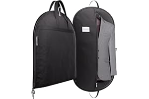 Hangerworld 42 Inch Zipped Black Suit Cover Travel Carrier Bag with Handles – Full-Length Zip and Secure Closure for On-The-Go