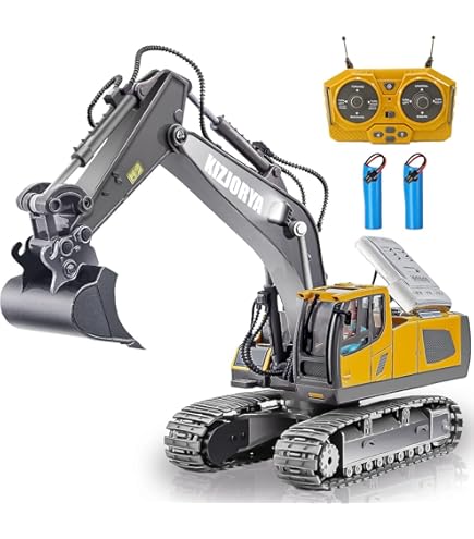 Dickie Toys - Volvo graafmachine - 14 cm met kabelafstandsbediening, op afstand bestuurde speelgoedgraafmachine met afstandsbediening, licht & batterijen, voor kinderen vanaf 3 jaar, 203722013
