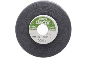 Sewfil dacor 120 - Cono de hilo de coser poliéster de 5.000 metros 0034 - Gris plomo