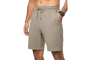 Elegancity Mens Casual Shorts Waffle Sports Running Gym Training Sweat Shorts Summer Beach Jogging Shorts Drawstring Elastic Waist S-3XL