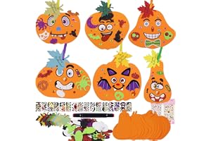 Halloween pyssel barn, 12 stycken gör-det-själv pumpadekoration, halloween pumpadekorationer, halloween skum pumpa, höst hantverk för barn, gör-det-själv pysselset med klistermärken, Pumpkin party