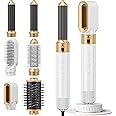 Fdlscpem 6 in 1 Hair Dryer Brush & Straightener Set, Detachable Blow Dryer Brush, 110000RPM High Speed Brushless Motor Negative Ionic Hot Air Styler, Fast Drying Curling Volumizing Straightening White