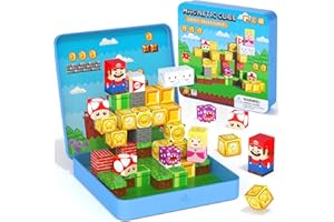 STEM MATCH Set di giochi da viaggio a blocchi magnetici, gioco cubo di costruzione magnetica da viaggio 49PCS per bambini dai 3 anni in su, costruzioni STEM che impilano giocattoli magnetici