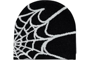 YAMEIZE Cappelli a Maglia di Tendenza Y2K Web per Donne Uomo Cappello Beanie Web Soft Cappello a Maglia Slouchy Cappello Invernale Skull cap Outdoor