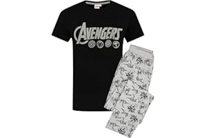 Marvel The Avengers Męska Piżama z Logo Spodnie i Koszulka Zestaw