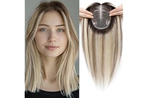 SARO-UP Human Hair Toppers for Women Real Human Hair Topper with Thinning Hair Clip In Topper Hairpieces 40g No Bangs 10 * 12CM Swiss Base Wiglets Top Hair Toppers 12Inch 2T613#
