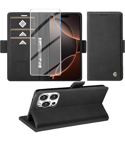 Hülle Für IPhone 16 Pro (6,3 Zoll) – Vintage Wallet Case Mit Kartenfach & Ständer | PU Leder & TPU