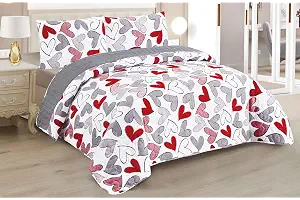 BESCH Colcha Boutis para Primavera y Verano con Diseño Corazones + 2 Funda Cojin 50x70 cm - Cubrecama Ligera Fina Entretiempo Extra Suave y Transpirable (Cama 135, 220x260cm)