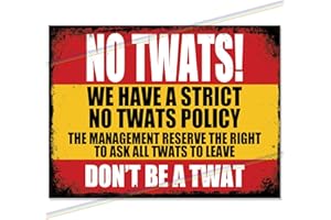 P&P HOMEWARE Strict No Twats Funny Metal Bar Signs Father's Day Bar Accessories for Home Pub Indoor or Outdoor Garden Garage Vintage Retro Wall Plaque Man Cave Gift Vintage Retro Memorabilia UK 20cm x 15cm