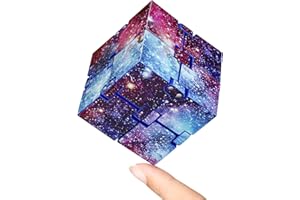 KEEYMENT Infinity Cube Fidget Toy Stress Relief for Adults and Kids , Fidget Toy Cute Puzzle Flip Cube for Anxiety Relief and Killing Time… (Galaxy)