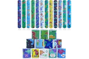 Annauiy 24Pcs Pulseras de Bofetadas,Slap Pulseras de Juguete para Niños,Bandas de Bofetadas Temática Dinosaurio/Tiburón/Fútbol,Regalo de Fiesta de Cumpleaños para Niños y Niñas