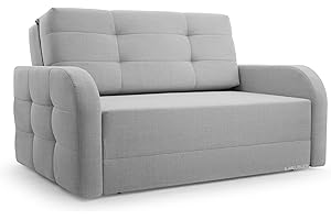 ‎MB-MOEBEL Sofa Sessel mit Schlaffunktion Schlafsessel Gästebett Klappsofa Bettfunktion mit Bettkasten Ausziehbar Couch Sofagarnitur Salon Jugendzimmer Klein Kindersofa - Porto 120 MOEBLO Hellgrau (BRAGI 13)