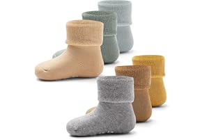 Aisyee Baby Warme Socken Baby Jungen Dicke Wintersocken abs Socken Baby Mädchen Anti Rutsch Socken 6 Paare