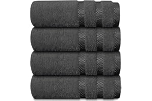 Casabella Deluxe 4 Grey Hand Towels 100% Combed Cotton Super Quality Hand Towels for Kitchen (50X90 CM) Towels Set for Bathroom Hotel Gym