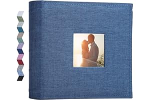 Vienrose Photo Albums 6x4 (15x10 cm) 200 Pockets Linen Cover with Memo Spaces Photobook Large Capacity Pictures Album Memory Book for Wedding, Family, Baby, Holidays, Special Occasions, Blue